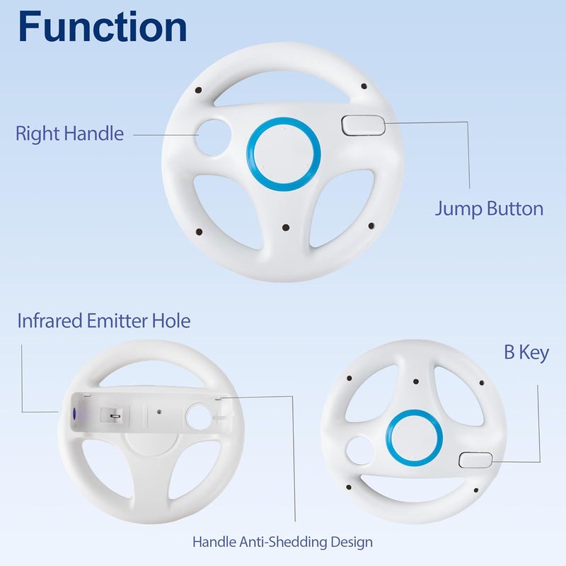 DTianSir 4-Pack Wii Steering Wheel and Zapper Gun Set - Compatible with Wii & Wii U Remote (2 Steering Wheels + 2 Light Gun Triggers) [Video Game] - Image 3